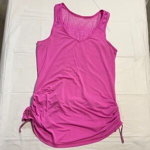 Lululemon Run Tie And Fly Tank Flash Light Pink Striped Est Size 6 Side Cinch